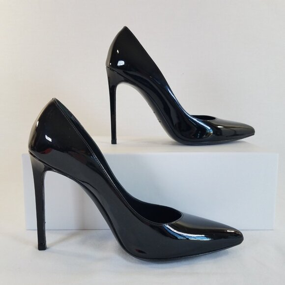 Saint Laurent Black Patent Leather Heels SIZE 36  Dust Bag Pumps 4" Zoe 85 ? - Picture 4 of 17